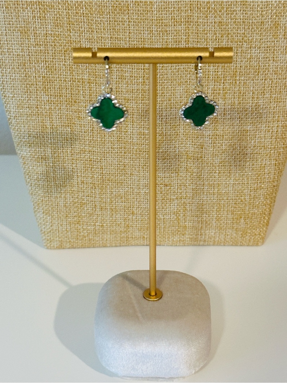 Fashion Jewelry Green Clover Drop Earrings